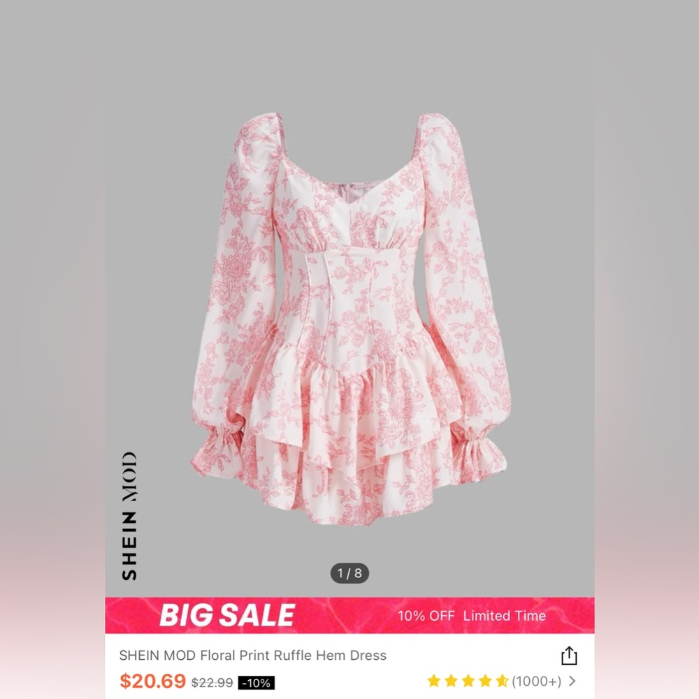 Pink Floral Mini Dress